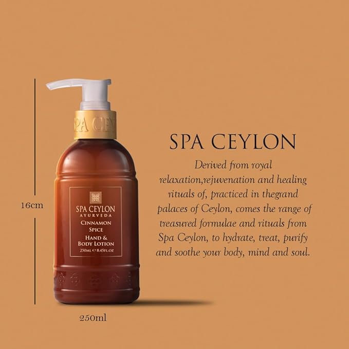 SPA CEYLON Cinnamon Spice Hand & Body Lotion | Daily Moisturizer for All Skin Types | Dry Skin Relief Body Cream | 250ml-Velvo Beauty