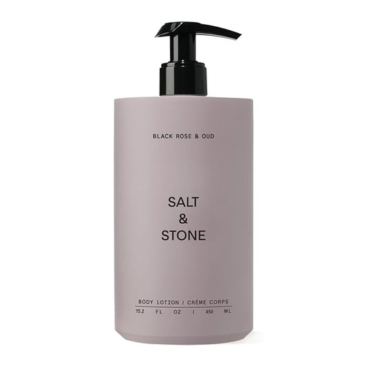 Salt & Stone Body Lotion for Women & Men| Scented Daily Body Lotion | Hydrates, Nourishes & Softens Skin | Restores Dry Skin | Fast-Absorbing | Cruelty-Free & Vegan (450 ml) (Black Rose & Oud)-Velvo Beauty