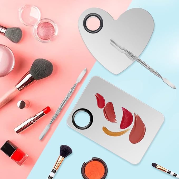 Makeup Palette Lipstick Applicator with Spatula Lip Gloss Brush Makeup Tool Set Suitable for Lipstick, Foundation and Other Cosmetic Color Mixing(Makeup Palette Set)-Velvo Beauty
