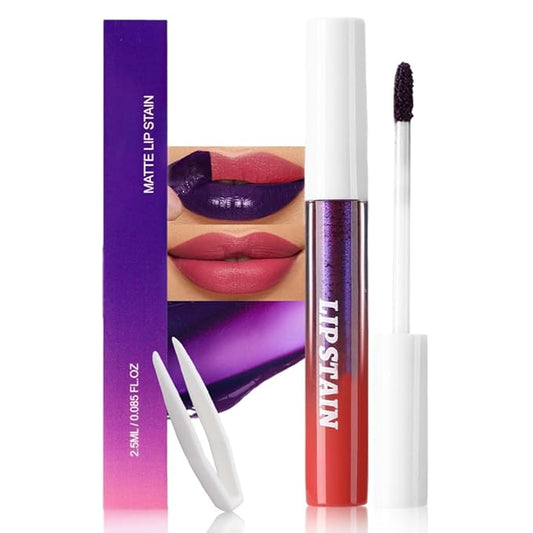 evpct Vivid Red Peel Off Lip Stain Tints with Tweezer, Matte Liquid Lipstick Lip Stain Long Lasting Waterproof for Women, Non-stick Cup Lipstick Peel Off High Pigmented Smudge-proof Easy to Apply, 03-Velvo Beauty
