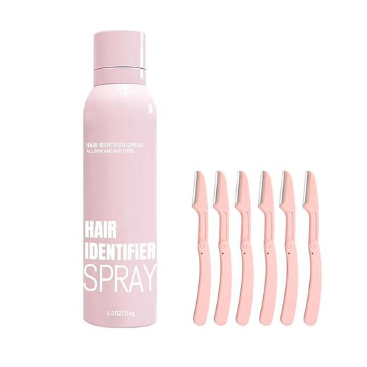 2025 NEW Hair Identifier Spray for Face Shaving, Dermaplaning Tool,Skin Dermaplaning Spray for Women With 6 Face Razors-Velvo Beauty