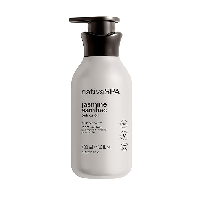 Nativa SPA by O Boticario Jasmin Sambac Anti-Stress Body Lotion, Fragranced Moisturizer Enriched with Purified Quinoa Drops to Boost Hydration, 13.5 Ounce (400ml)-Velvo Beauty