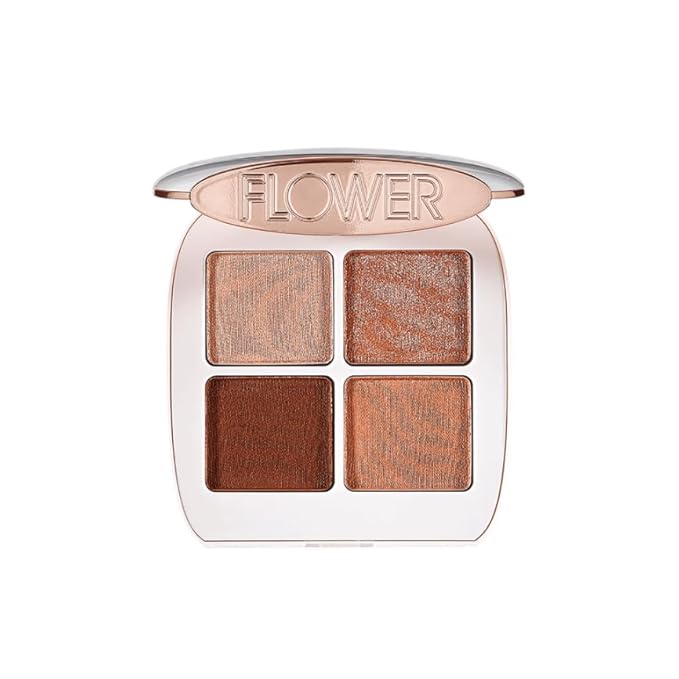 FLOWER Beauty Petal Play Eyeshadow Palette- Travel-Size + Everyday Use - Four Neutral Shades + Perfect For On-The-Go - Matte + Shimmer - Cruelty-Free + Vegan (Gilded Lily)-Velvo Beauty