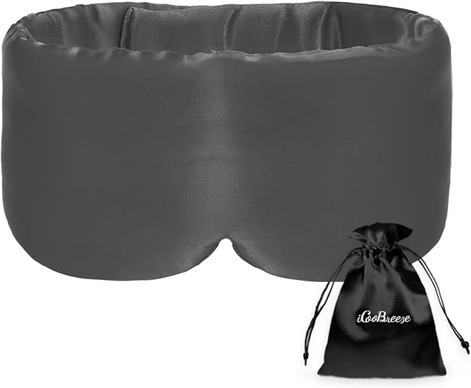 100% Handmade Bamboo Sleeping Eye Mask for Women for Men,Night Masks,Organic Sleep Mask,Blockout Eye Mask for Sleeping,Large Size Adjustable (1 PC, Dark Grey)-Velvo Beauty