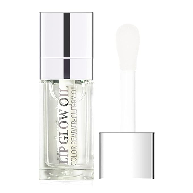 Plumping Lip Oil, Long Lasting Hydrating Lip Gloss Tinted Lip Balm Non-sticky Revitalizing, Transparent Lip Care Oil for Dry Lip (Clear)-Velvo Beauty