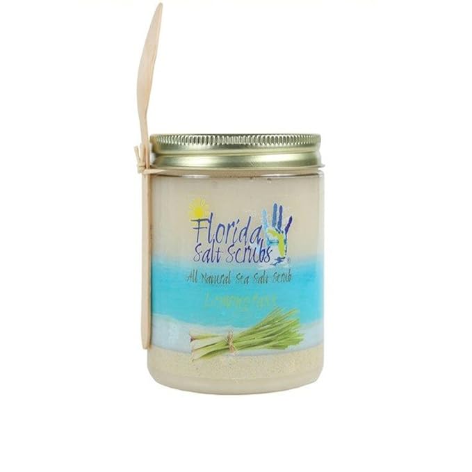 Sea Salt Body Scrub by Florida Suncare - Ocean Salt Body Polish Infused with Marine Algae - Exfoliating Face and Body Scrub - Facial Scrub Exfoliator to Tackle Acne (Lemongrass, 3.3 oz)-Velvo Beauty