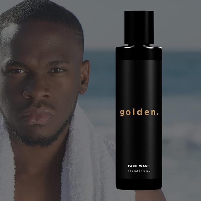 Golden Grooming Co. Men Face Wash with Aloe Vera & Vitamin E - Facial Cleanser for Men - Organic & Nature-Based - Ideal for Sensitive and Oily Skin - Rich Foaming Daily Cleanser - 4 oz.-Velvo Beauty
