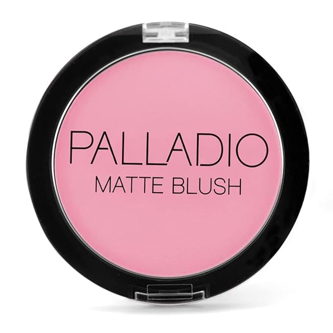 Palladio Matte Blush, Brushes onto Cheeks Smoothly, Soft Matte Look and Even Finish, Flawless Velvety Coverage, Effortless Blending Makeup, Flatters the Face, Convenient Compact, Berry Pink-Velvo Beauty