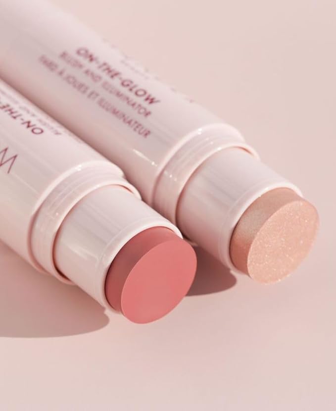 Wander Beauty On-the-Glow Blush and Illuminator - Sienna Sunset/Nude Glow - 7-in-1 Hydrating Cream Blush & Highlighting Stick - Stick Blush for Cheeks, Lip & Body - Highlighter Makeup & Blush - 0.4 oz-Velvo Beauty