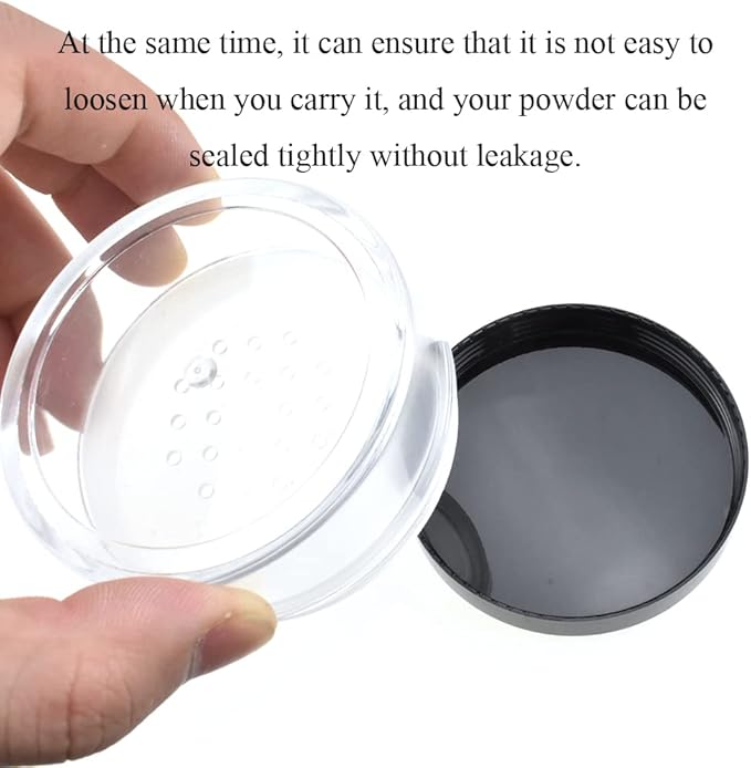 HAHIYO 3Pcs 30ml/1oz Plastic Empty Travel Compact Case Makeup Cosmetic Jar Refillable Powder Box No Leak Holder with Common Sifter and Black Screw Lid-Velvo Beauty
