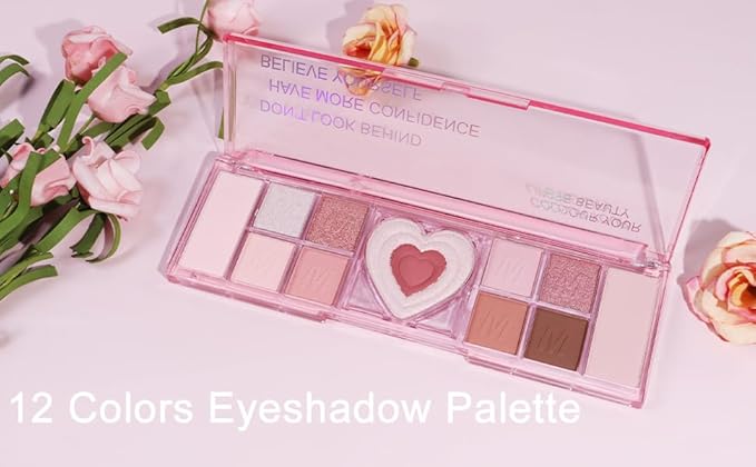 12 Colors Nude Natural Pink Matte Shimmer Eyeshadow Palette for Eye Makeup,High Pigmented Brown Eye Shadow Primers Powder Palet de sombras de ojos-Velvo Beauty