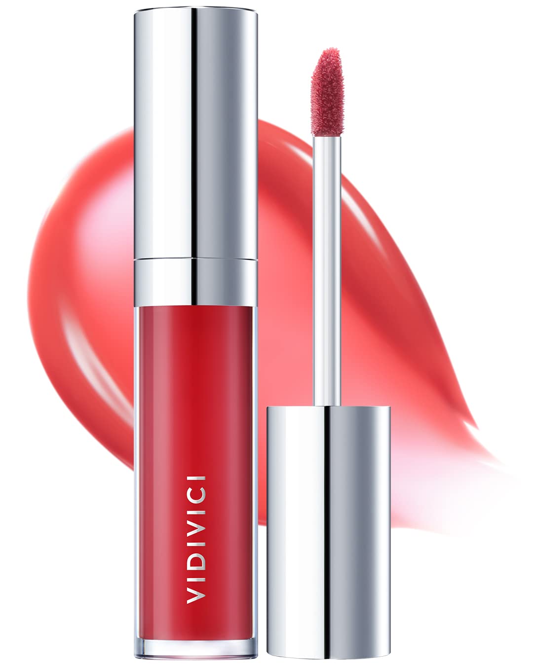 VIDIVICI Millennial Lip Oil #03 Merry Rose - Non-Sticky Dewy Gloss for Moisturized & Voluminous Lips - Natural Rosy Red Color Lip for Vitality Mood, 0.12 fl.oz.-Velvo Beauty