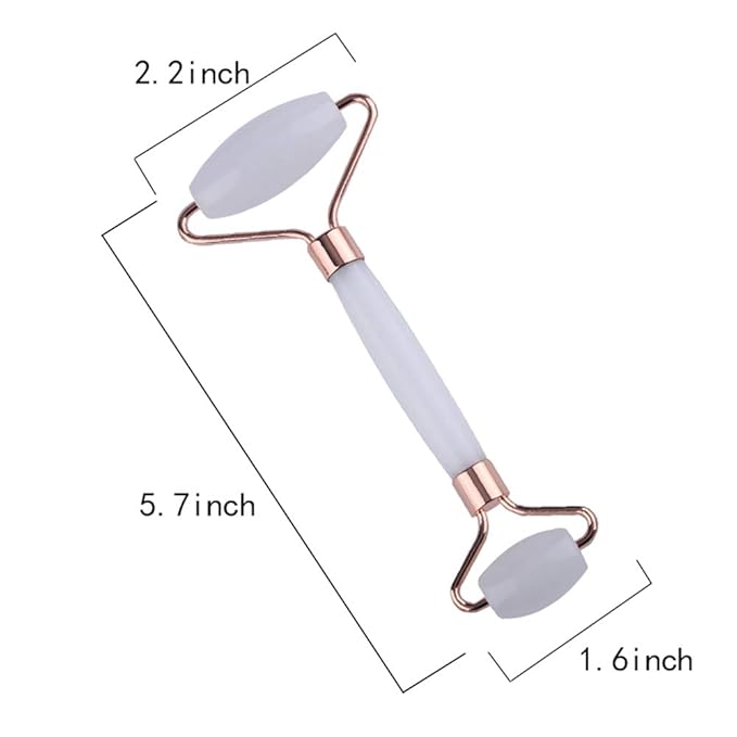 Jade Roller and Gua Sha Set - Facial Body Eyes Neck Massager Tool for Beautiful Skin Detox - Reduce Wrinkles Aging -(White Jade)-Velvo Beauty