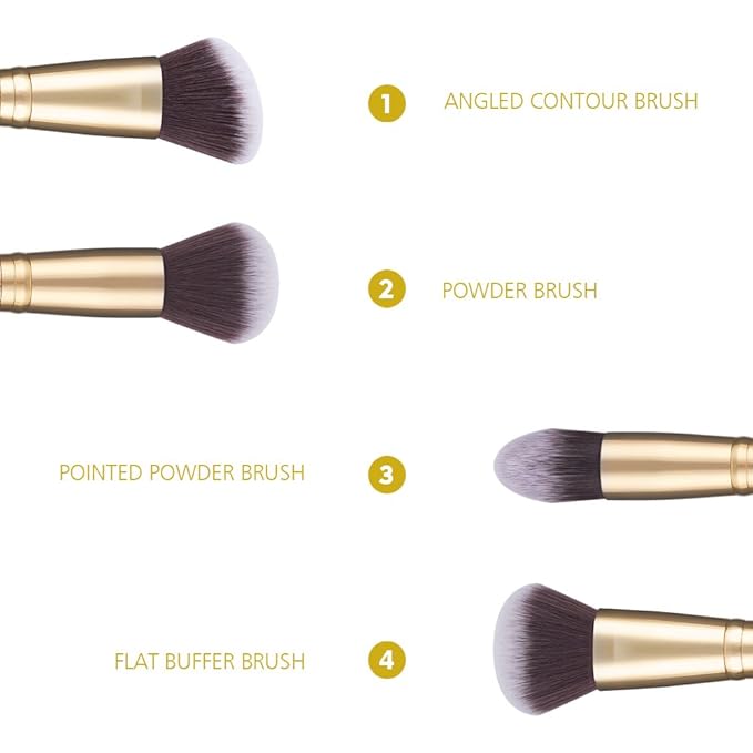 DUcare Makeup Brushes Duo End Foundation Powder Buffer and Contour Brush Synthetic Cosmetic Tools 2Pcs-Velvo Beauty