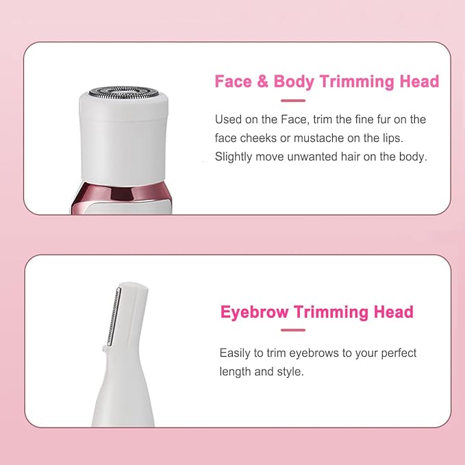 Bikini Trimmer for Women, Electric Razor Hair Shaver for Face Nose Eyebrow Beard Mustache Arm Leg Armpit Bikini, Replaceable Lady Facial Razor, Painless Rechargeable 4 in 1 Women Body Shaver for Trip-Velvo Beauty