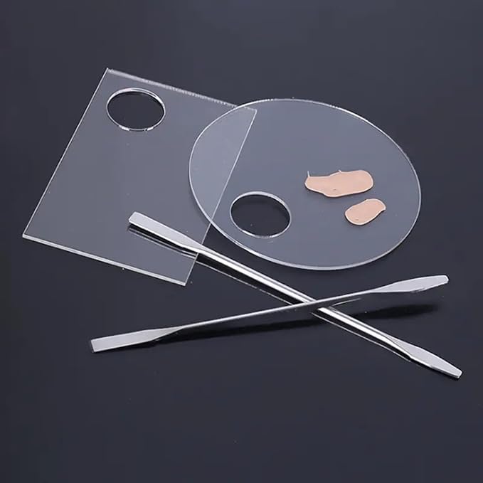 6 Pcs Makeup Mixing Palette Makeup Palette Tray Foundation Mixing Palette Acrylic Palette Foundation Palette Included Makeup Spatula Tool for Foundation Pigment Blending (White)-Velvo Beauty