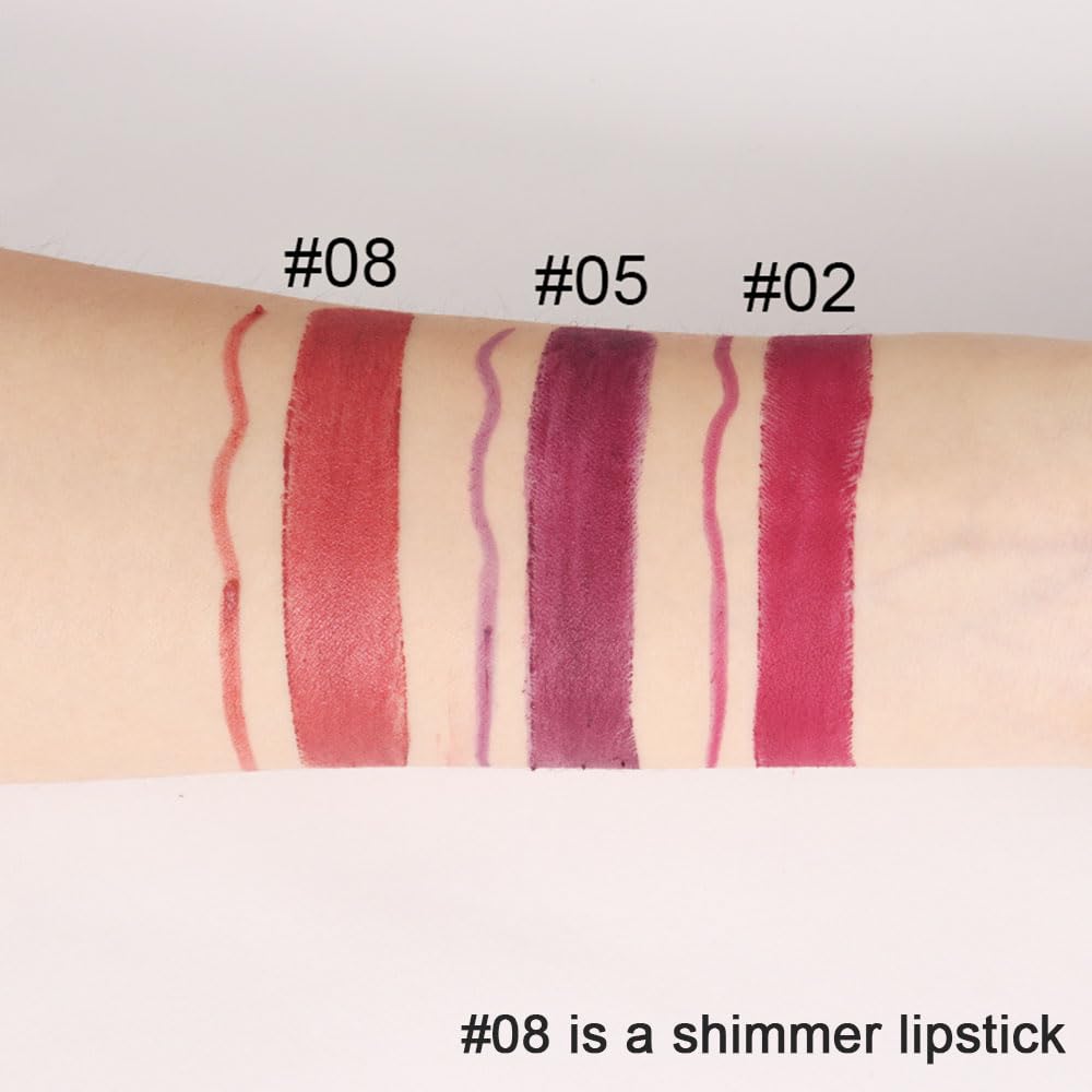 Kaely 2-in-1 Mauve Red Metallic Lip Liner & Lipstick Set Kit for Women, Lips Kit with Lip Liner Lip Stains Long Lasting Waterproof 24 Hour Lipstick and Lip Liners Combo Lipliners Pencil Set 08-Velvo Beauty
