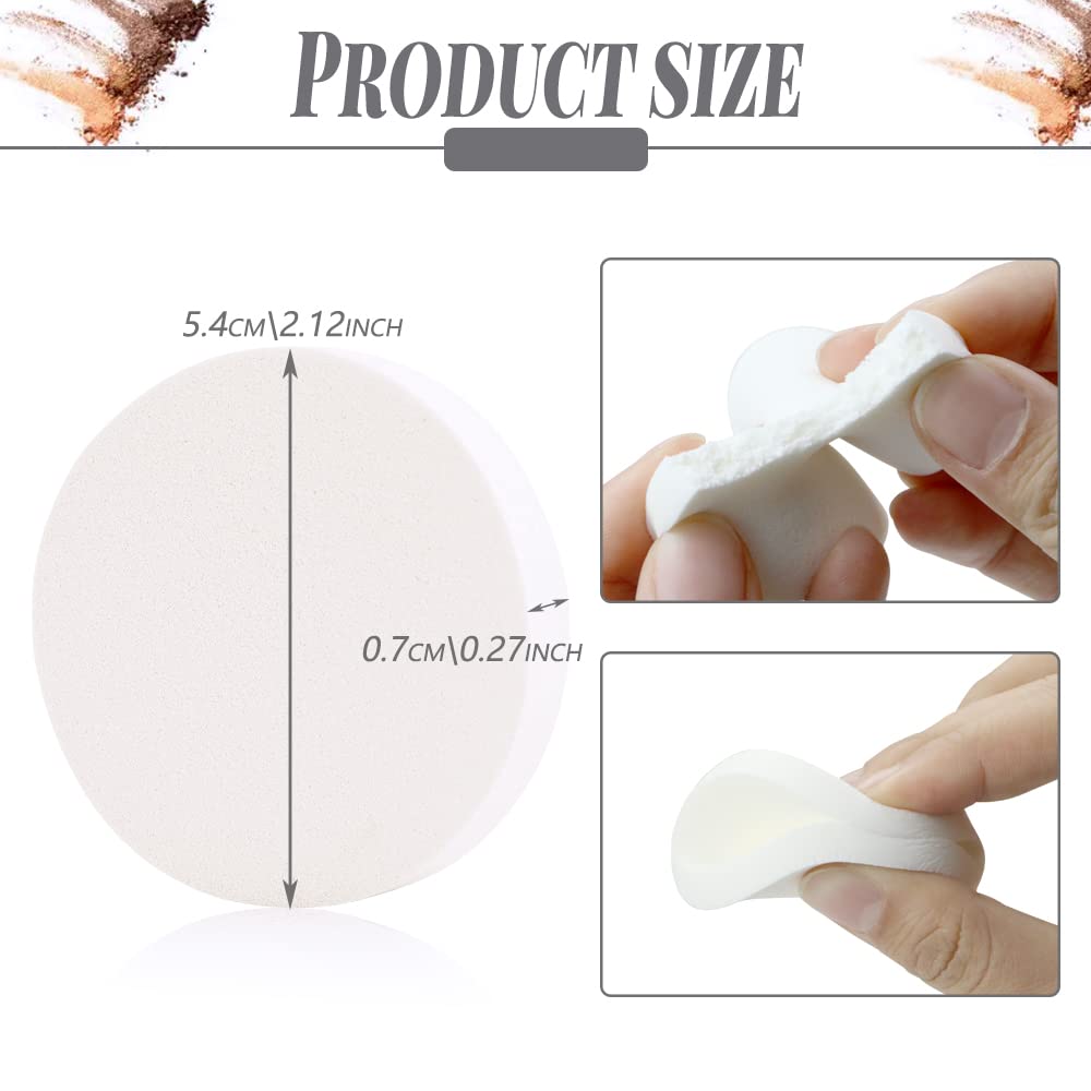 Vmiapxo 48 Pieces White Makeup Sponge, Cosmetic Sponge Round Foam Pad, Compact Facial Powder Puff, Beauty Makeup Foundation Powder Blender for All Skin Types Wet and Dry Dual Use-Velvo Beauty