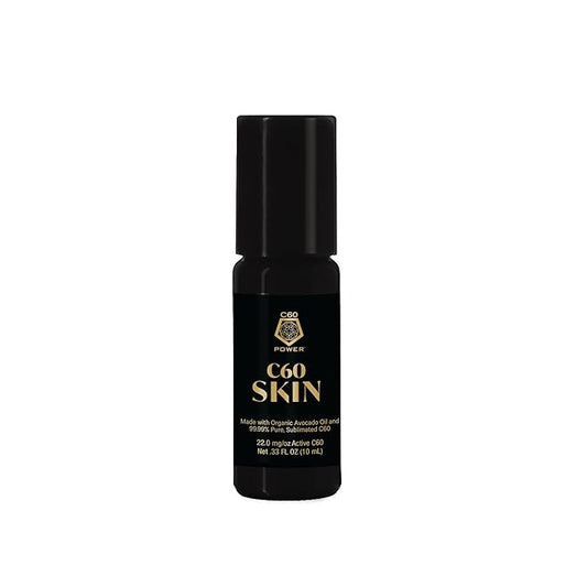 C60 Power - Skin Roll-On - Age-Defying Antioxidant Protection - Reduce Wrinkles, Heal Skin, Non-Greasy - Face, Body, Bug Bites, Scarring - Organic Avocado Oil, 99.99% Pure C60 Fullerenes-Velvo Beauty