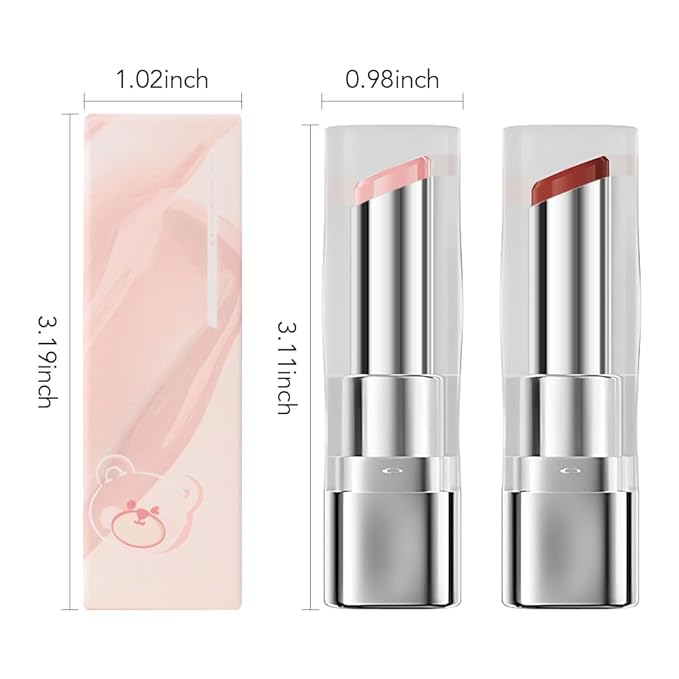 2Pcs Tinted Lip Balm Moisturizing Lipstick – Soft Pale Pink & Cool Plum Red Sheer Hydrating Lip Color for Dry Lips – Nourishing Lip Balm for All Women with a Subtle Natural Scent (S01 & S04)-Velvo Beauty