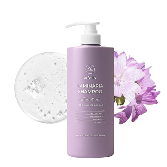 laferme Laminaria Shampoo with Organic Ingredient, Korean Clarifying Shampoo, Hydrating for Dry Hair, Strengthening for Weak Hair, Sulfate & Paraben-Free, for Women & Men, 33.8 FL OZ, White Musk-Velvo Beauty
