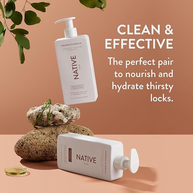 Native Coconut & Vanilla Shampoo and Conditioner Contain Naturally Derived Ingredients | All Hair Types, Color & Treated, Fine to Dry Damaged, Sulfate & Dye Free - 2-Pack-Velvo Beauty