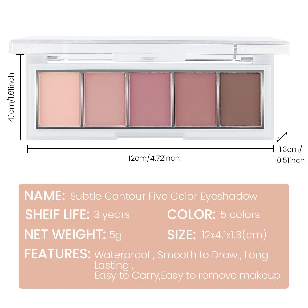 5 Color Eye Shadow Palette Makeup, Nude Coffee Pink Brown Dark Brown, Velvety Matte Finish, Highly Pigmented Make up Eyeshadow Palette, Long Lasting Waterproof, Neutral Daily Eye Makeup 04#-Velvo Beauty