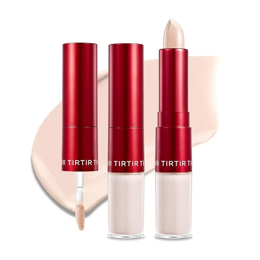 TIRTIR Glide&Hide Blurring Concealer - Creamy texture, Conceals dark circles and wrinkles, Dual formula (liquid tip & balm stick), Long-lasting wear, Korean Makeup, #0.5N, 0.28 Oz-Velvo Beauty