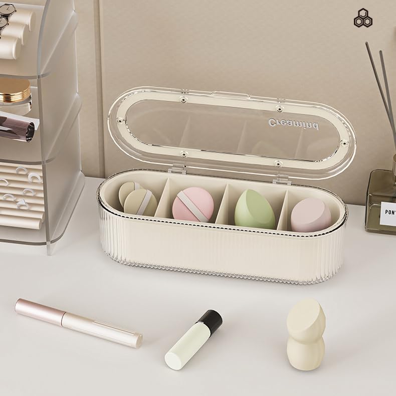 Clear Acrylic Makeup Brush Holder Organizer With Lid - Cosmetic Storage Case Display for Vanity and Sponges-Velvo Beauty