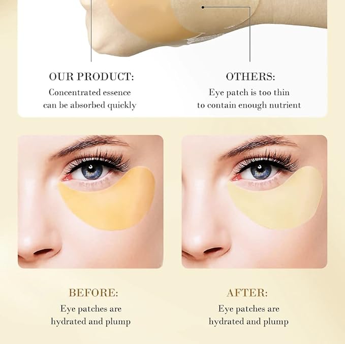 Senana MarinaUnder Eye Masks, Eye Lines And Moisturizing Eye Patches, Moisturizing, Nourishing, Improving Eye Bags, Dark Eye Circles, Under Eye Gel Pads with Collagen Hyaluronic Acid (60 Pieces) (24K Golden eye Collagen)-Velvo Beauty