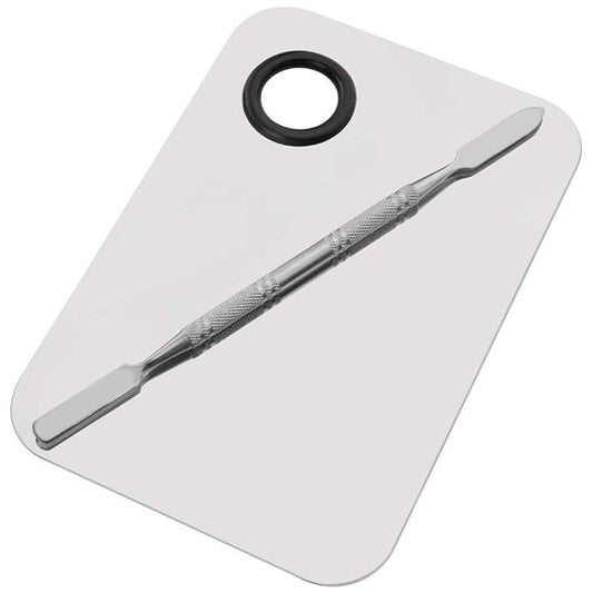 6 by 4 Inches Makeup Palette Stainless Steel Palette Cosmetic Artist Mixing Palette with 6 Inches Spatula Tool-Velvo Beauty