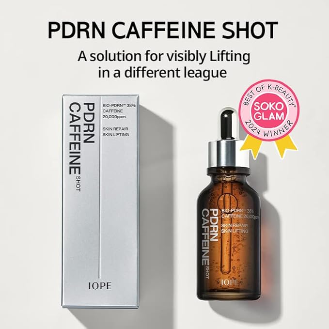 IOPE BIO-PDRN Caffeine Shot Serum | 38% Plant-Based Vegan PDRN & 20,000ppm Caffeine & Niacinamide in a Bottle, Plumping Skin, Intense Lifting and Firming, Korean Skincare, 1.01 Fl Oz-Velvo Beauty