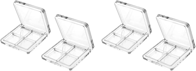 Beaupretty 4 Pieces Empty Eyeshadow Pallet 4 Grids Eye Shadow Lipstick Storage Case Box Clear Makeup DIY Cosmetic Organizer Container-Velvo Beauty