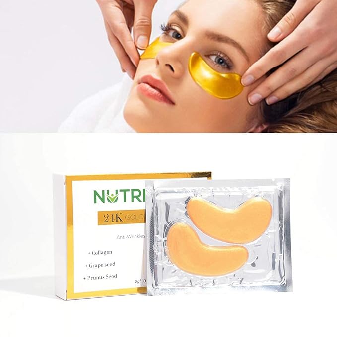 Under Eye Patches, 24K Gold Collagen Under Eye Mask Anti-Aging, Under Eye Treatment Mask for Puffy, Dark Circles, Wrinkles, 10 pairs-Velvo Beauty