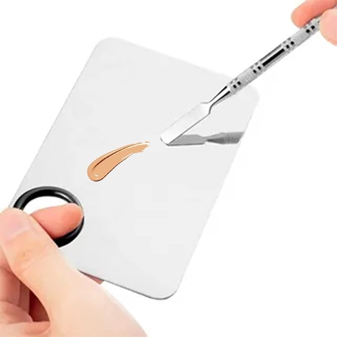 2 in 1 Makeup Mixing Palette Set with Spatula - Stainless Steel Foundation Accessories and Mixing Tools for Cosmetic, Nail Art, Lipstick-Velvo Beauty
