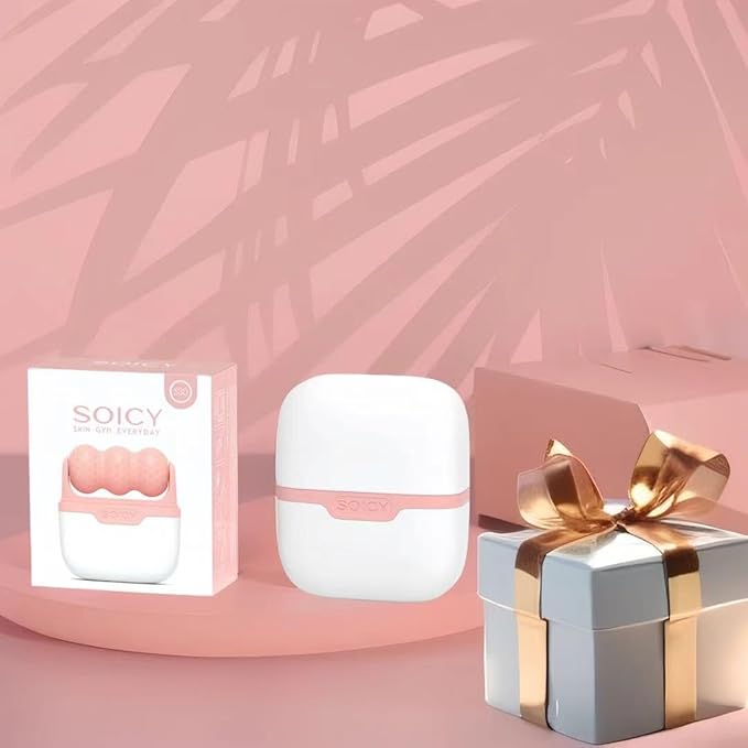 Ice Roller for Face with Gua Sha, Travel ice Roller Cold Therapy Tools, Cold Facial Ice Roller Massager for Eye Puffiness, Migraine, TMJ Pain Relief & Minor Injury (Pink)-Velvo Beauty