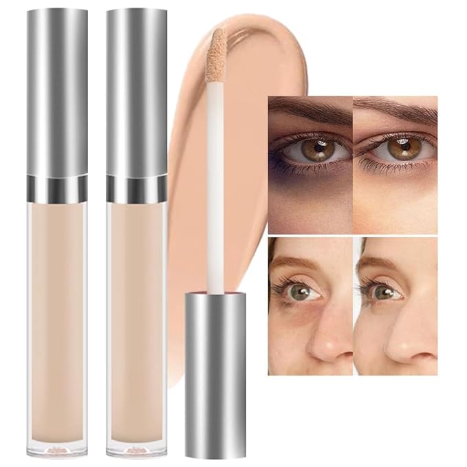 Kaely 2Pcs Hydrating Concealer Wand,Full Coverage Liquid under Eye Concealer,Long Lasting Waterproof Primer Makeup for Dark Circles and Puffiness Trouble Spots Redness,Eye Ring corrector de ojeras 02-Velvo Beauty