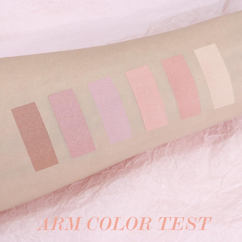 6Colors Glitter Matte Eyeshadow Palette, Natural Nude Brown Purple Coffee Shimmer Sparkly Eye Shadow Makeup, Warm Pastel Eyeshadows Palette, Long Lasting, Natural-Looking Women Girls Eye Shadow 01-Velvo Beauty