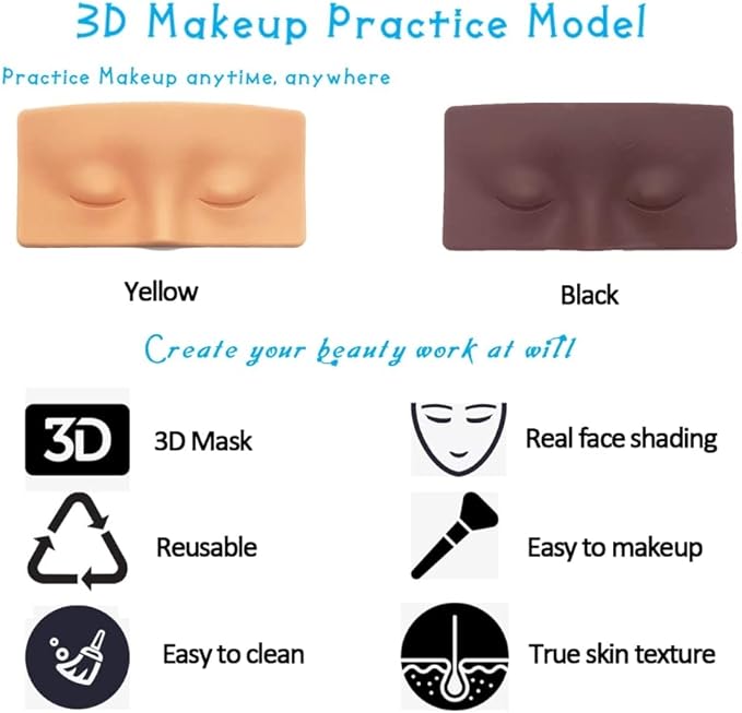 Makeup Practice Face, Makeup Practice Board, The Aid to Practicing Makeup, Silicone Makeup Mannequin Face Easy Makeup Apply and Removal for Professional Makeup Artists and-Velvo Beauty