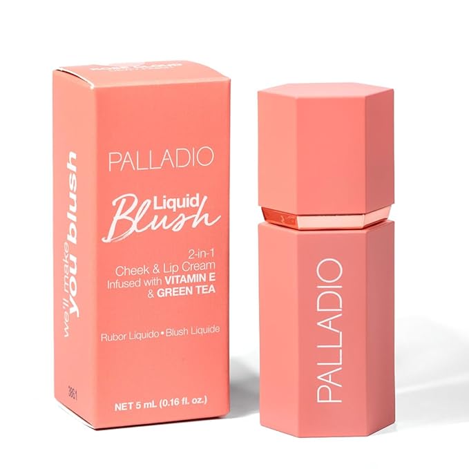 Palladio Liquid Blush for Cheeks & Lips 2-in-1 Makeup Face Blush, Weightless Cream Formula, Smudge Proof Long-Wearing Pigmented Blush, Natural Look Makeup Face Blushes, Dewy Finish, Rose Cloud-Velvo Beauty