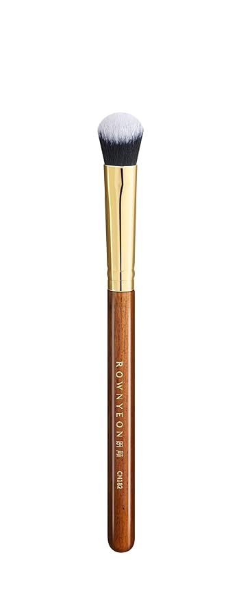 Desert Oak Series Precision Angled Dome Highlight Brush - Small Nylon Bristles for Targeted Cream/Liquid Highlighter, Under-Eye, Nose Bridge & Detail Work, Bubinga Handle & Brass Ferrule (CM 182)-Velvo Beauty