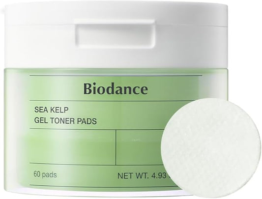 Biodance Sea Kelp Gel Toner Pads, Calming & Soothing for Sensitive Skin, Oil & Sebum Control, Blemish Care, Gentle Exfoliating Toner Pads, Korean Skincareㅣ4.93 fl.oz.(140g)*60Pads-Velvo Beauty