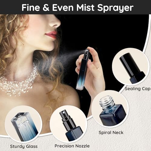 Segbeauty 10 Packs Perfume Bottles Empty, 10ml Refillable Portable Cologne Sprayer, 0.34oz Glass Spray Bottles for Dispensing Perfume, Mini Travel Size Perfume Atomizer Sample Container for Frangrance-Velvo Beauty