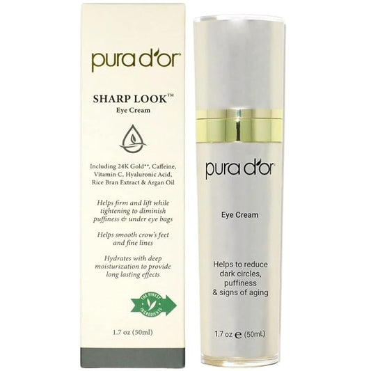 PURA D'OR Sharp Look Eye Cream (1.7oz) Youth-Enhancing Eye Cream For Firm Lift and Reduced Appearance of Wrinkles and Fine Lines, Puffiness and Under Eye Bags With 24K Gold-Velvo Beauty