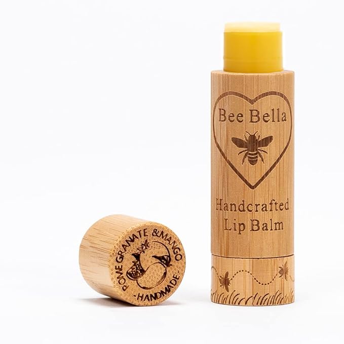 Bee Bella Lip Balm, Pomegranate Mango, 3 Pack - Moisturizing Lip Care, 100% Natural, Original Organic Beeswax with Vitamin E, Handmade in USA-Velvo Beauty
