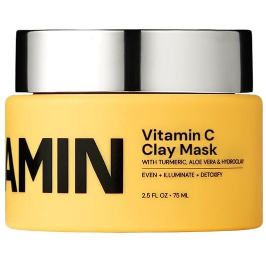 Gleamin Vitamin C Clay Mask for Dark Spots, Turmeric Clay Face Mask Skin Care, Deeply Cleanses & Refines Pores, Brightens Uneven Tone and Helps Improve Post-Blemish Scarring & Texture - 5 Oz-Velvo Beauty