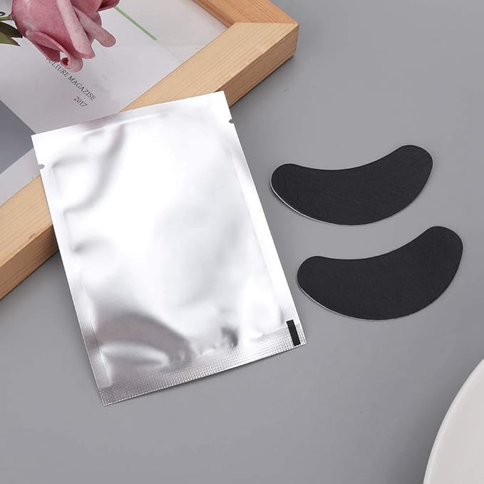 Under Eye Pads, 50 Pairs Eye Gel Pads, Eyelash Extension Pads for Eyelash Extensions Eye Mask Beauty Tool, Black-Velvo Beauty