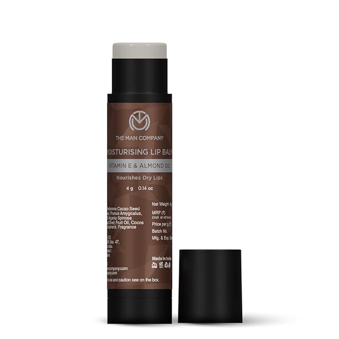 The Man Company Nourishing Lip Balm with Vitamin E, Almond & Olive Oil | Soft, Supple, Moisturizes | Free from Dry/Chapped Lips - 4gm-Velvo Beauty