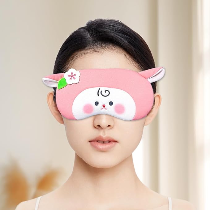PERFECTSIGHT Sheep Sleep Eye Masks, Cute Plush Sleep Eye Cover Lightweight Adjustable Eyeshade Faux Fur Mask Cover for Women Men Sleep Travel Nap (Pink Sheep)-Velvo Beauty