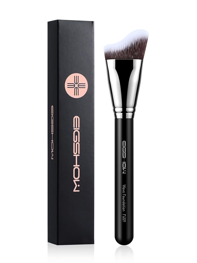 EIGSHOW Foundation Brush with Wave Shaped Head for Liquid, Cream, Powder Blending Cheekbones Jawline, Large Premium Dense Synthetic Bristles (F659)-Velvo Beauty